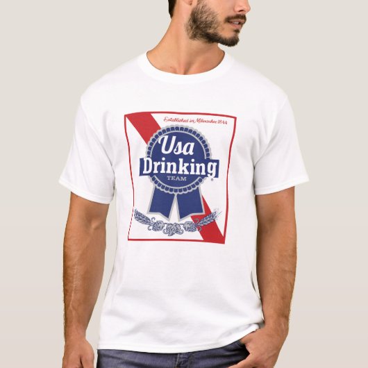 Verenigde Staten Drink Team Blue Roob PBR T-shirt (Voorkant)