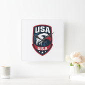 Verenigde Staten Eagle Sports Crest Vierkante Klok (Huis)