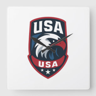 Verenigde Staten Eagle Sports Crest Vierkante Klok