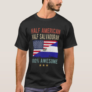Verenigde Staten El Salvador Vlag Half Amerikaans  T-shirt