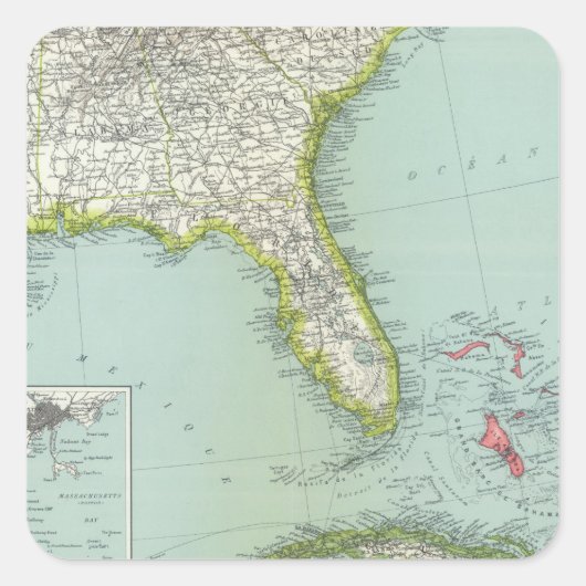 Verenigde Staten en Bahama's Vierkante Sticker (Voorkant)