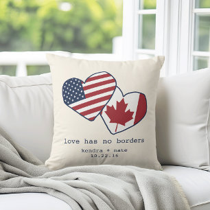 Verenigde Staten en Canada Heart Flags Wedding Kussen