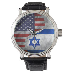 Verenigde Staten en Israël Dual Flag Yin Yang Trou Horloge