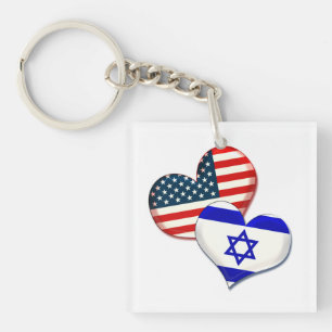 Verenigde Staten en Israël harten Sleutelhanger