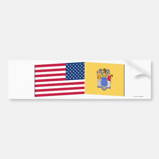 Verenigde Staten en New Jersey Flags Bumpersticker (Voorkant)