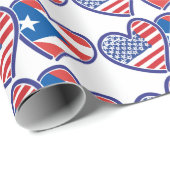 Verenigde Staten en Puerto Rico Flag Heart Cadeaupapier (Rol Hoek)