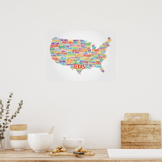 Verenigde Staten en steden Poster (Keuken)