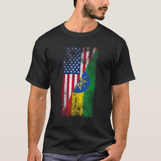 Verenigde Staten Ethiopië Vlaggen Verenigde Staten T-shirt (Voorkant)