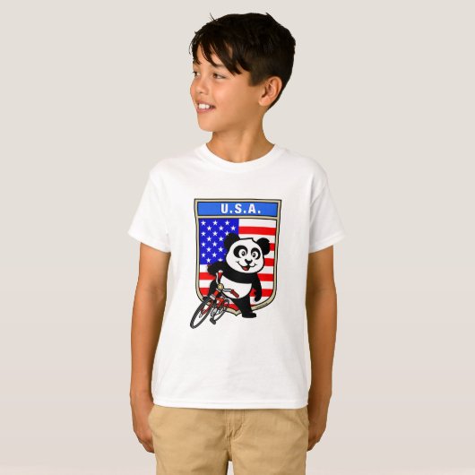 Verenigde Staten fietsen Panda T-shirt (Voorkant volledig)
