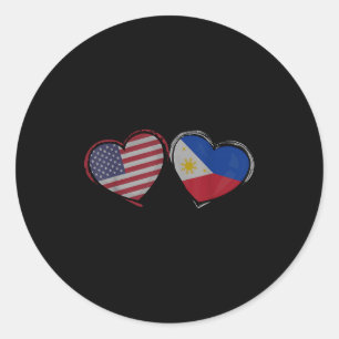 Verenigde Staten Filipijnen Vlag Hart Valentijnsda Ronde Sticker