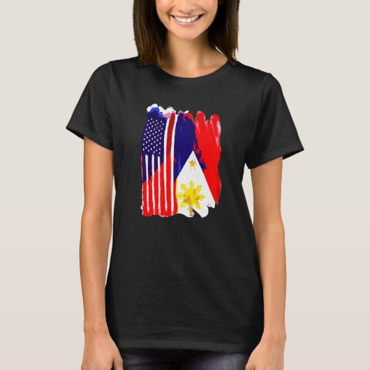 Verenigde Staten Filippijnen vlag Half - American  T-shirt (Voorkant)