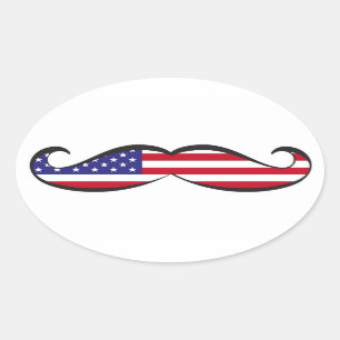 Verenigde Staten Flag Mustache Ovale Sticker