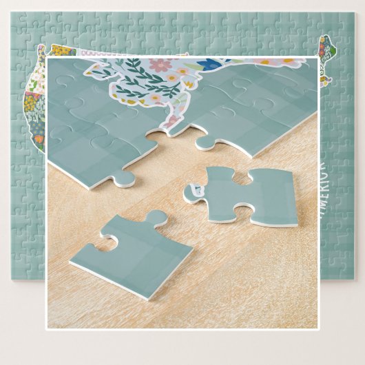 Verenigde Staten Floral Pattern Map Legpuzzel