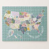 Verenigde Staten Floral Pattern Map Legpuzzel