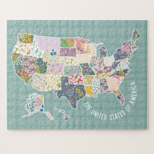 Verenigde Staten Floral Pattern Map Legpuzzel