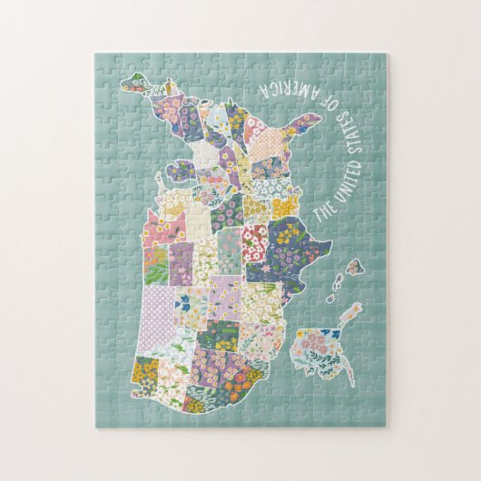 Verenigde Staten Floral Pattern Map Legpuzzel (Verticaal)