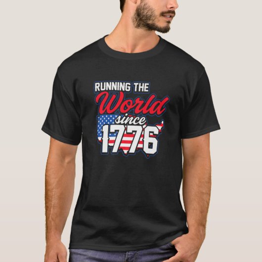 Verenigde Staten Freedom Running the World 1776 Am T-shirt (Voorkant)