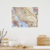 " Verenigde Staten: gedetailleerde kaart 1966 Zuid Poster (Keuken)