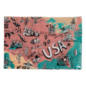 Verenigde Staten Geïllustreerd: Kleurrijke Kaart R Kussensloop (Achterkant)