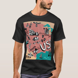 Verenigde Staten Geïllustreerd: Kleurrijke Kaart R T-shirt