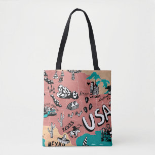 Verenigde Staten Geïllustreerd: Kleurrijke Kaart R Tote Bag