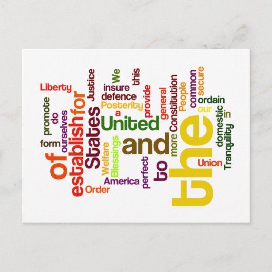 Verenigde Staten Grondwet Preamble Word Cloud Briefkaart (Voorkant)