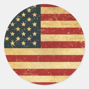 Verenigde Staten Grunge Flag Ronde Sticker