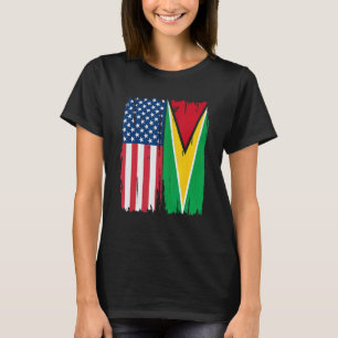 Verenigde Staten Guyana Half American Flag Roots T-shirt