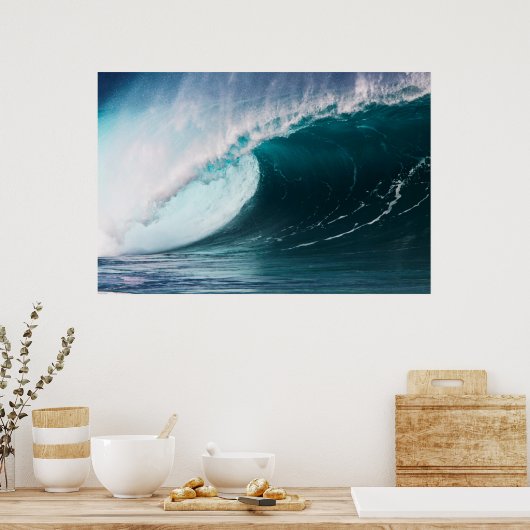 Verenigde Staten, Hawaii, Oahu, Grote golven Poster (Keuken)