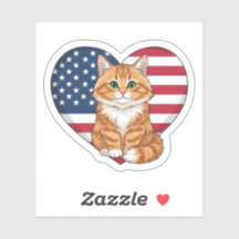 Verenigde Staten Heart Cat - Patriotic Cat