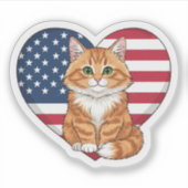 Verenigde Staten Heart Cat - Patriotic Cat Sticker (Voorkant)