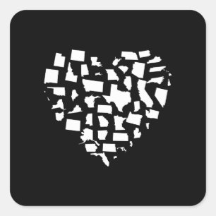 Verenigde Staten Heart Map Vierkante Sticker