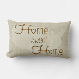 Verenigde Staten - Home Sweet Home Burlap-look op  Kussen