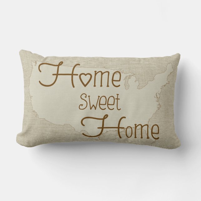 Verenigde Staten - Home Sweet Home Burlap-look op  Kussen (Voorkant)