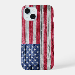 Verenigde Staten houten vlag iPhone 15 Case