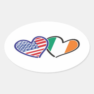 Verenigde Staten Ierland Harde vlaggen Ovale Sticker