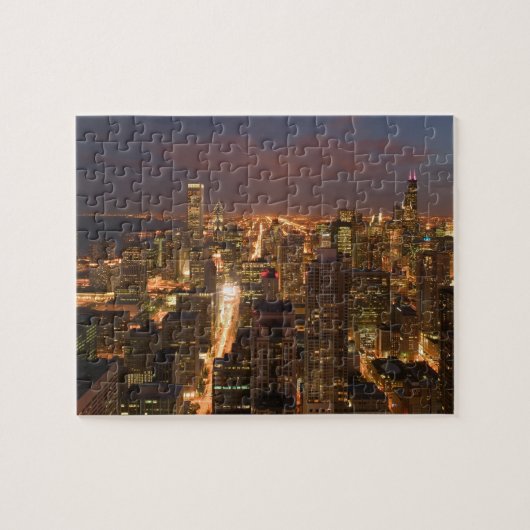 Verenigde Staten, Illinois, Chicago: Avond Uitzich Legpuzzel (Horizontaal)