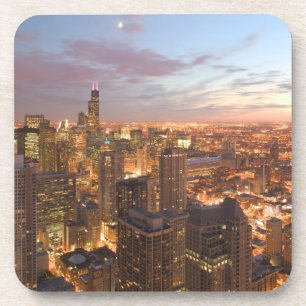Verenigde Staten, Illinois, Chicago: Avond Uitzich Onderzetter