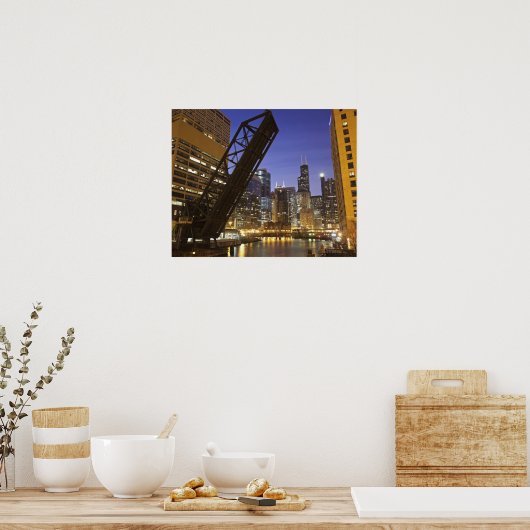 Verenigde Staten, Illinois, Chicago, Chicago River Poster (Keuken)