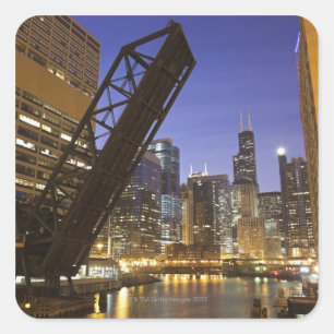 Verenigde Staten, Illinois, Chicago, Chicago River Vierkante Sticker