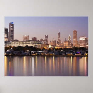 Verenigde Staten, Illinois, Chicago skyline bij sc Poster