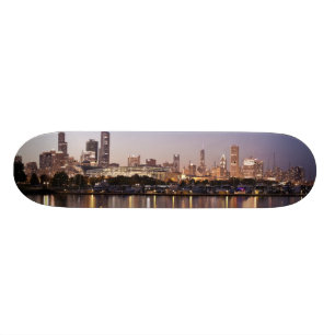 Verenigde Staten, Illinois, Chicago skyline bij sc Skateboard