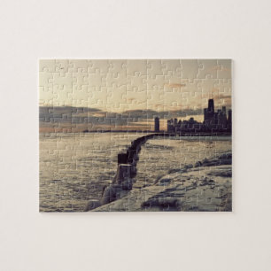 Verenigde Staten, Illinois, Chicago, Skyline bij z Legpuzzel