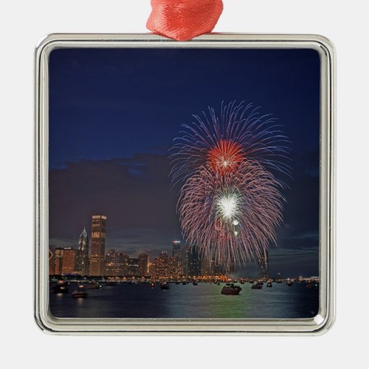 Verenigde Staten, Illinois, Chicago, Vierde vuurwe Metalen Ornament (Voorkant)