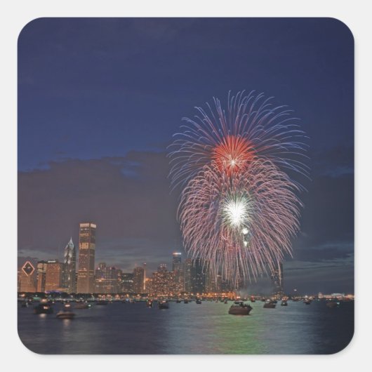 Verenigde Staten, Illinois, Chicago, Vierde vuurwe Vierkante Sticker (Voorkant)
