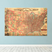 Verenigde Staten-kaart (1883) Canvas Afdruk (Insitu (Houten vloer))