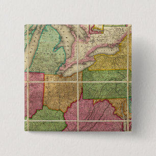 Verenigde Staten, kaart 4 Vierkante Button 5,1 Cm
