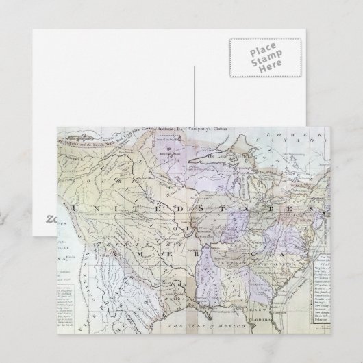 VERENIGDE STATEN KAART, c1812 Briefkaart (Voorkant / Achterkant)