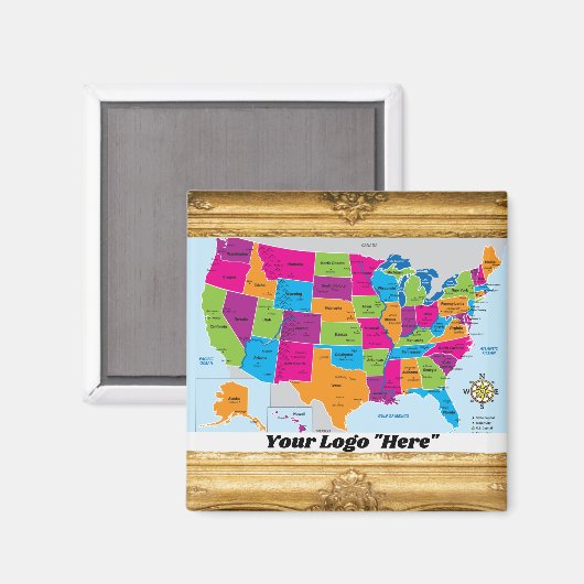 Verenigde Staten Kaart Design Magnet (Voorkant / Achterkant)
