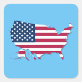 Verenigde Staten Kaart en vlag Rood Wit Blauw Vierkante Sticker (Voorkant)